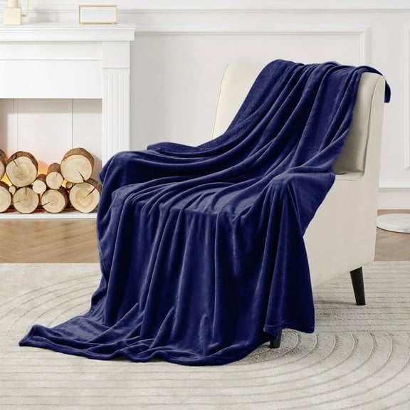 IR Imperial Rooms Fleece Bed Throw Blanket, Plush, Travel and Couch Fuzzy, Cozy Washable Ultrasoft Throw Size Navy Blue