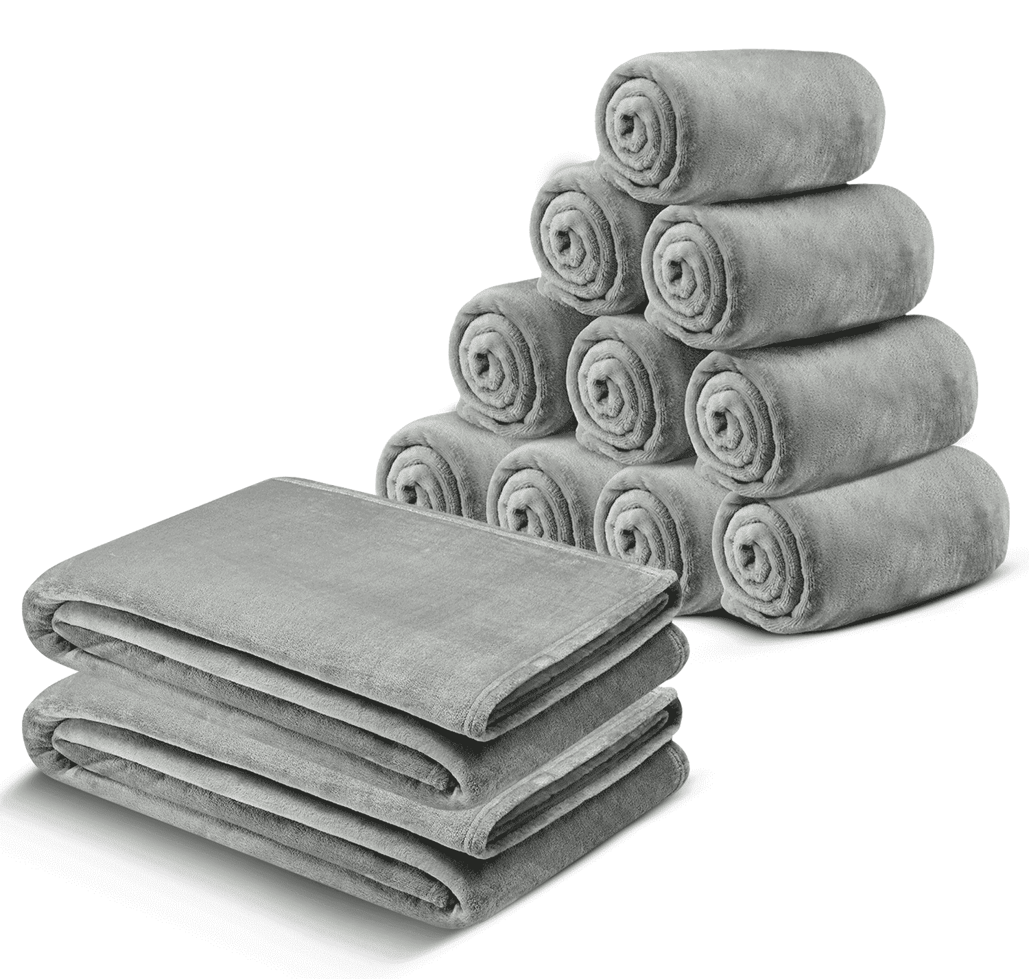 Oudain 36-Pack Fleece Throw Blankets - 50x60 Inch, Soft & Lightweight, Khaki/White/Light Green