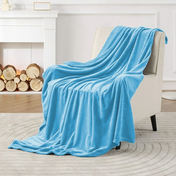 IR Imperial Rooms Fleece Bed Throw Blanket, Plush, Travel and Couch Fuzzy, Cozy Washable Ultrasoft Throw Size Sky Blue