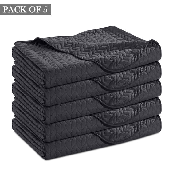 IR Imperial Rooms Pack of 5 Embossed Bedspread Set, Microfiber Leaf Pattran Lightweight Quilt Coverlet, Charcoal Twin