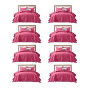 IR Imperial Rooms Embossed Bedspread Set, Microfiber Leaf Pattran Lightweight Quilt Coverlet Pack of 8 , Pink King