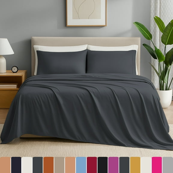 IR Imperial Rooms Solid Bed Sheet Set 1800 Series Kids Deep Pocket Soft Sheet Microfiber Gray Twin 3 Piece