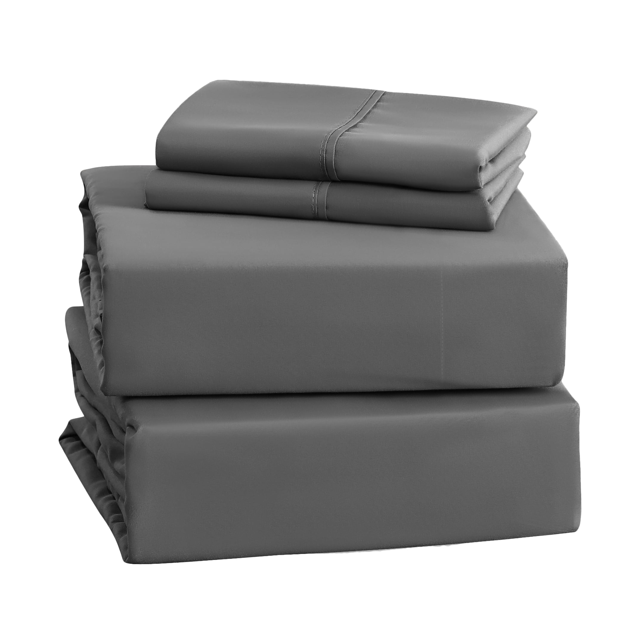IR Imperial Rooms Plain Bed Sheet Set 1800 Series Kids Soft Sheet Microfiber Gray Twin 3PC