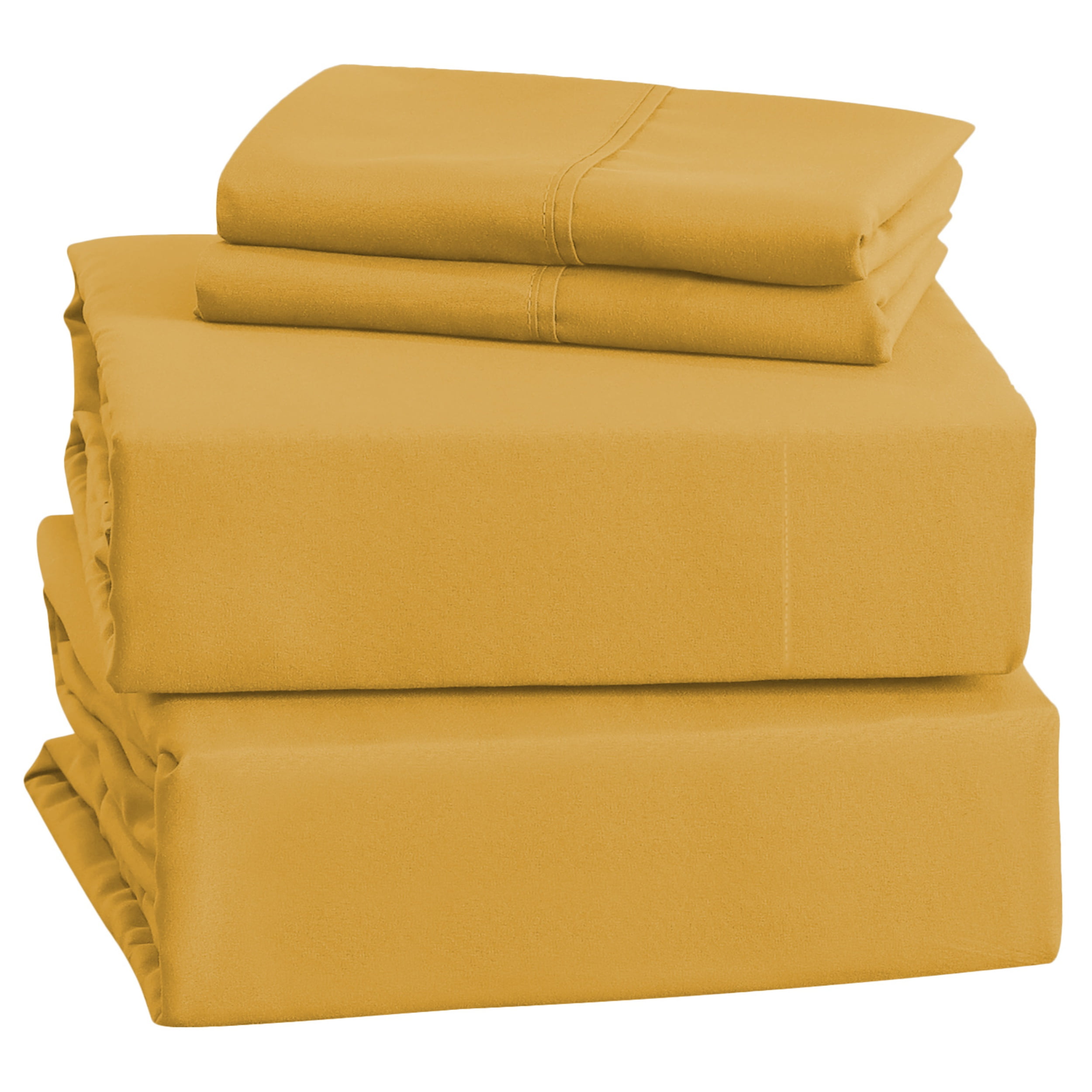 IR Imperial Rooms Plain Bed Sheet Set 1800 Series Kids Soft Sheet Microfiber Ochre Twin 3PC