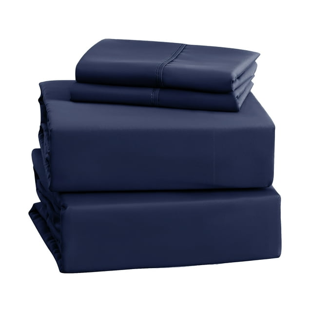 Imperial Rooms Soft Queen Navy Blue Sheet Set, Deep Pocket Microfiber