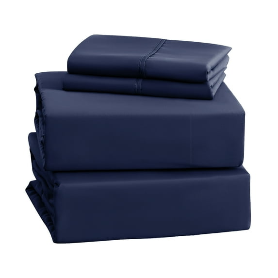 IR Imperial Rooms Queen Navy Blue Sheet Sets Deep pocket Microfiber, 1800 Series Brushed, 4 Piece