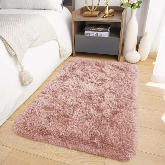 IR Imperial Rooms Shag Area Rug 2x3ft for Entryway ,Bedroom, Kids Room Soft Fluffy Shaggy Rug Pink