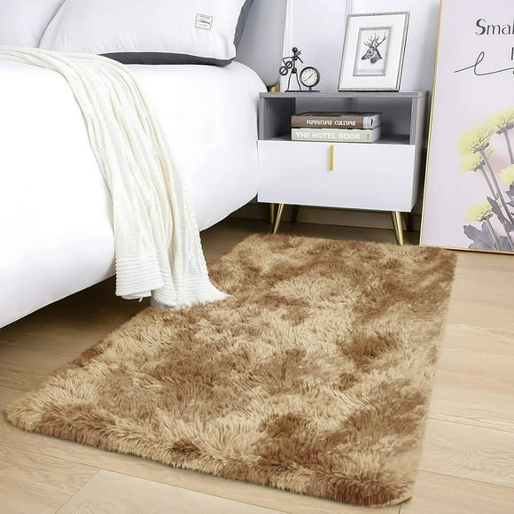 IR Imperial Rooms Shaggy Rug 2x3ft for Bedroom Fluffy Shag Rug Anti-Slip Living Room Washable Soft Carpet Tie Dye Brown