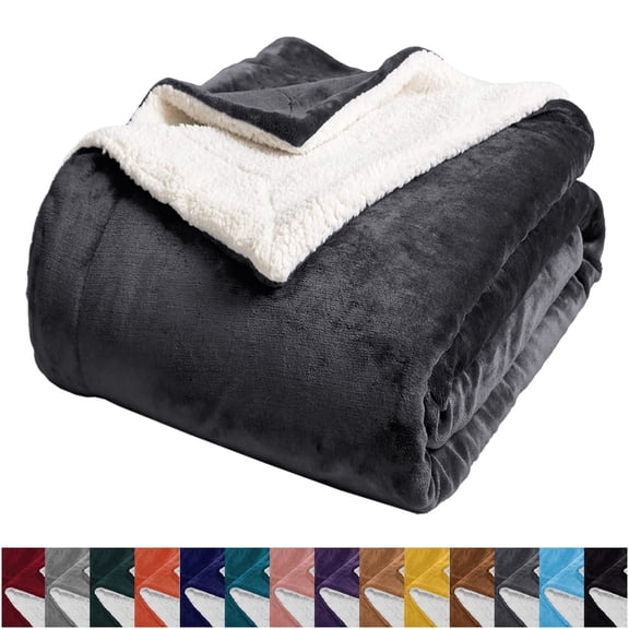 IR Imperial Rooms Sherpa Bed Blanket Soft Thick & Warm Fluffy Plush Winter Fleece Reversible Lightweight Queen (90x90) Gray