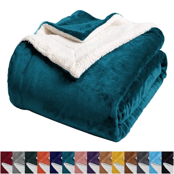 IR Imperial Rooms Sherpa Bed Blanket Soft Thick & Warm Fluffy Plush Winter Fleece Reversible Lightweight Throw (50x60) Teal