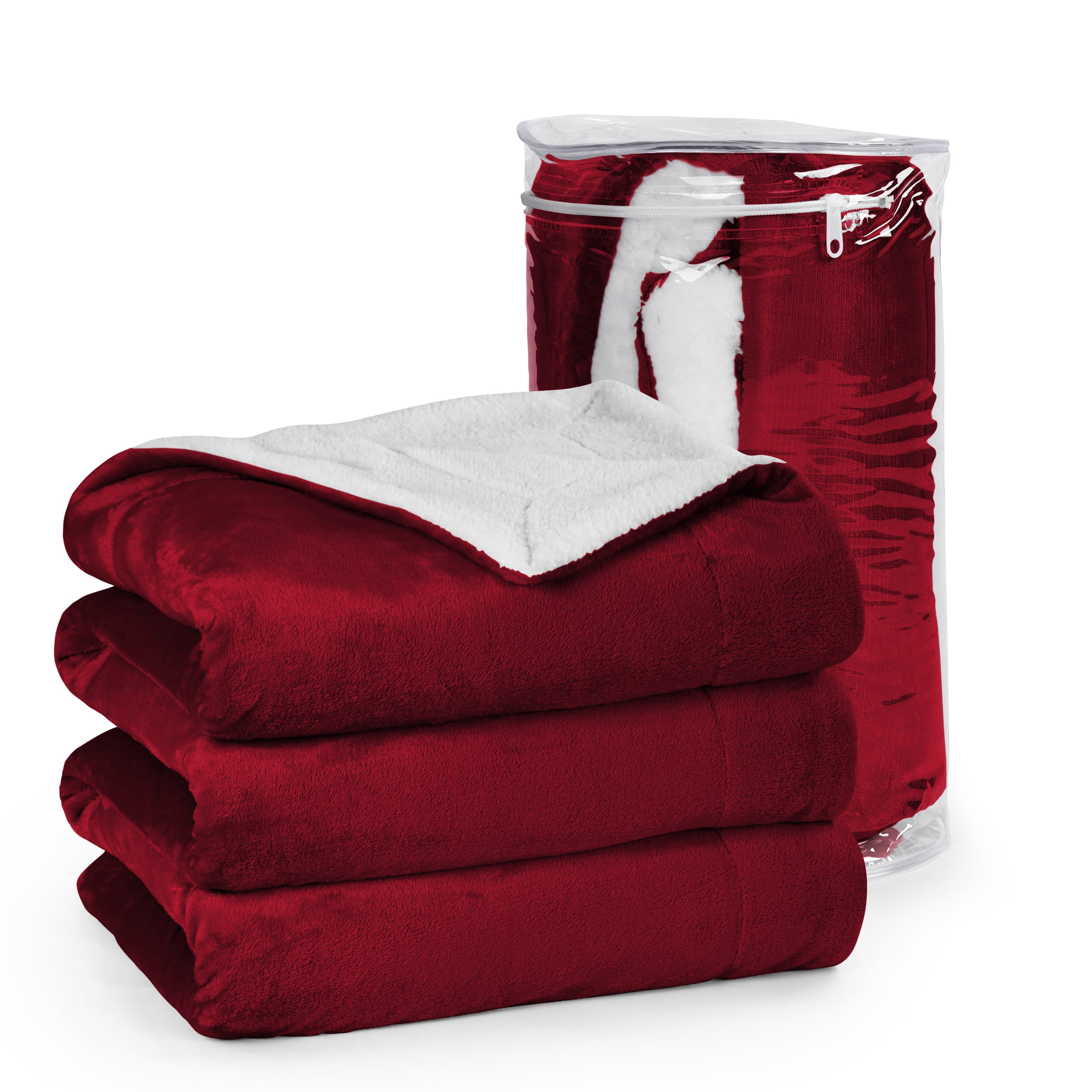 IR Imperial Rooms Sherpa Blanket Soft, Thick & Warm, Reversible, Lightweight Twin Burgundy