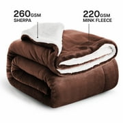 IR Imperial Rooms Sherpa Blanket Soft, Thick & Warm, Reversible, Lightweight Twin Coffee