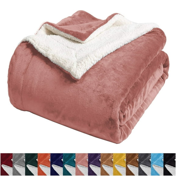 IR Imperial Rooms Sherpa Bed Blanket Soft Thick & Warm Fluffy Plush Winter Fleece Reversible Lightweight Queen (90x90) Pink