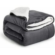 IR Imperial Rooms Sherpa Blanket and Throw Fluffy, Soft, Bed Blanket Reversible Queen Gray