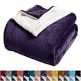 thumbnail image 1 of IR Imperial Rooms Sherpa Bed Blanket Soft Thick & Warm Fluffy Plush Winter Fleece Reversible Lightweight Queen (90x90) Purple, 1 of 7