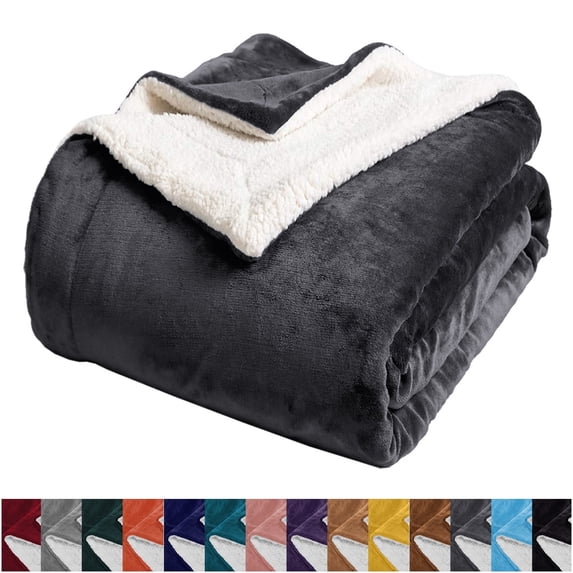 IR Imperial Rooms Sherpa Bed Blanket Soft Thick & Warm Fluffy Plush Winter Fleece Reversible Lightweight Throw (50x60) Grey