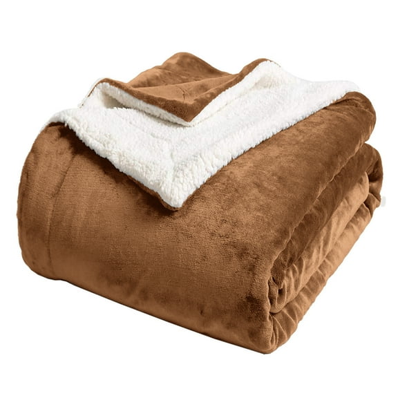 IR Imperial Rooms Sherpa Throw Fluffy Thick Warm Plush Couch & Travel Blanket Lightweight Reversible Throw Camel