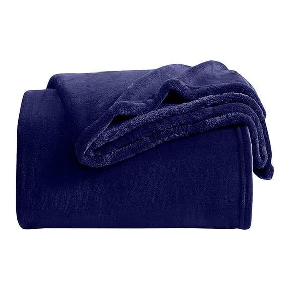 IR Imperial Rooms Fleece Bed Blanket 310 GSM Microfiber Lightweight Warm for Adult Fluffy Cozy Plush Navy Blue Queen Size