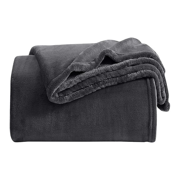 IR Imperial Rooms Flannel Fleece Bed Blanket 310 GSM Microfiber Lightweight Warm Fluffy Cozy Plush Adult Gray Queen Size