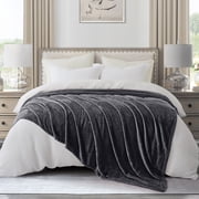 IR Imperial Rooms Fleece Bed Throw Blanket, Plush, Travel and Couch Fuzzy, Cozy Washable Ultrasoft Queen Size Gray