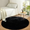 thumbnail image 1 of IR Imperial Rooms Solid Collection Shaggy 4x4Ft Round Rug for Living Room Fluffy Rug Black, 1 of 12