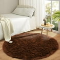thumbnail image 1 of IR Imperial Rooms Solid Collection Shaggy 4x4Ft Round Rug for Living Room Fluffy Rug Brown, 1 of 11