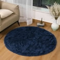 thumbnail image 1 of IR Imperial Rooms Solid Collection Shaggy 4x4Ft Round Rug for Living Room Fluffy Rug Navy, 1 of 9