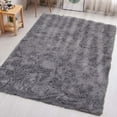 thumbnail image 1 of IR Imperial Rooms Solid Collection Shaggy 5x7Ft Rectangle Rug for Bed Room Faux Fur Rug Grey, 1 of 10