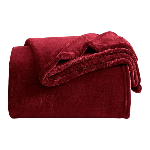 IR Imperial Rooms Fleece Bed Blanket 310 GSM Microfiber Lightweight Warm Winter Blanket Fluffy Cozy Plush Throw Burgundy Twin Size