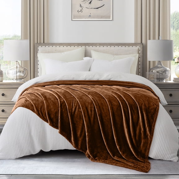 IR Imperial Rooms Fleece Bed Throw Blanket, Plush, Travel and Couch Fuzzy, Cozy Washable Ultrasoft Twin Size Coffee