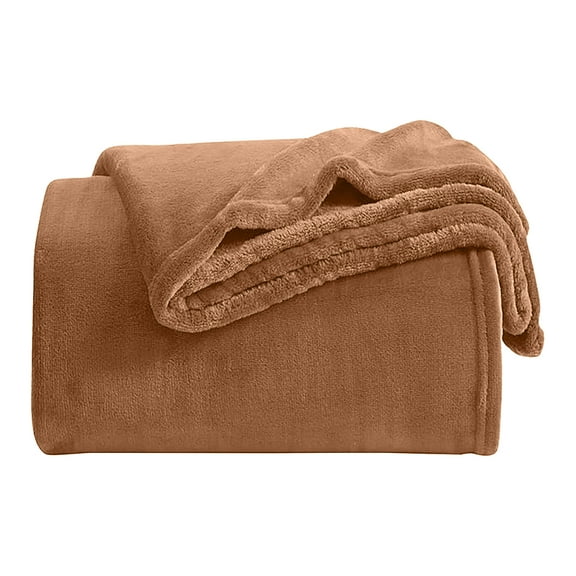 IR Imperial Rooms Adult Fleece Bed Blanket 310 GSM Microfiber Lightweight Warm Fluffy Cozy Plush Camel Queen Size