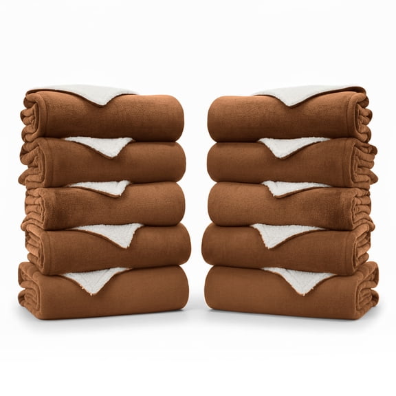 IR Imperial Rooms Wholesale Sherpa Fleece Blankets 10-Packs Warm & Soft Plush Washable Lightweight Cozy for Charity & Gift Coffee Throw Size