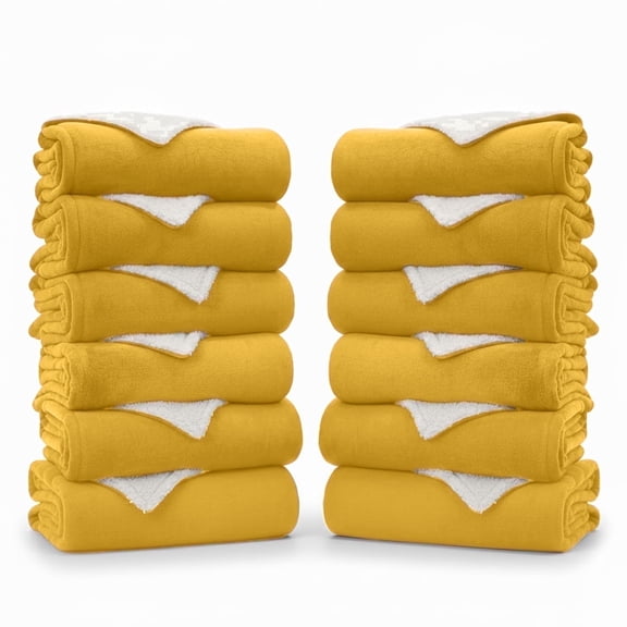 IR Imperial Rooms Sherpa Fleece Blanket, Pack of 12, Warm & Lightweight, Twin, Ochre