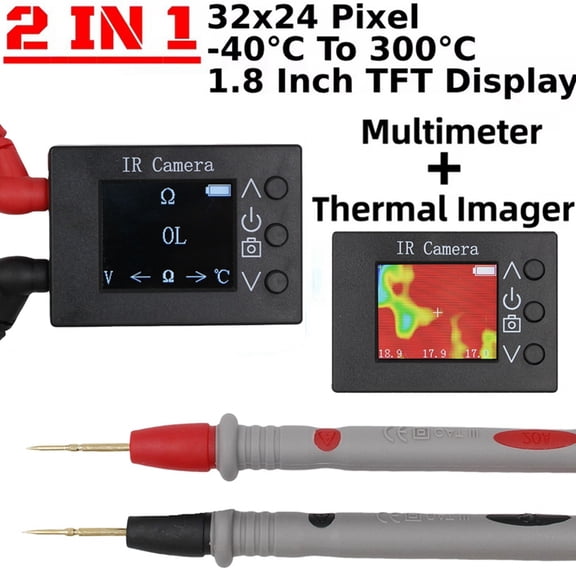 IR Infrared Thermal Imager Multimeter with 1.8 Inch TFT Screen 32x24 Pixels High/Low Temperature Points IR Camera
