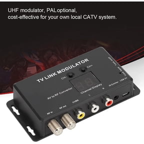 IR Modulator, UHF TV Link Modulator AV to RF Converter IR Extender Adapter with Channel Display, USB Cable, Receiving Cable