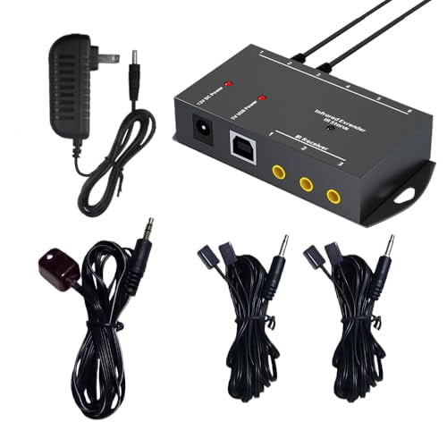 IR Remote Infrared Repeater Extender Set, Hidden IR Remote Extender Set, Suitable Remote Control of Set-top Box, Amplifier, Receiver, AVR, DVD Player-(Control 4 Devices)