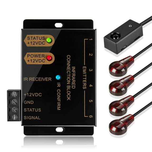 IR Repeater Extender Infrared Remote Control Hidden System Kit - Infrared IR Emitter Blaster Distribution Extension & Receiver Cable for Cable Box Home Theater AV Component Equipment HDTV