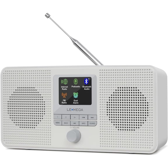 IR4S Stereo WiFi Internet Radio,FM Digital Radio, Spotify Connect, Bluetooth Speaker, Dual Alarms Clock, 40 Presets, Headphone-Output, Batteries or Mains Powered (Stone Grey)