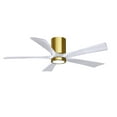 thumbnail image 1 of IR5HLK five-blade flush mount paddle fan in Brushed Brass finish with 52” solid matte black wood blades and integrated LED light kit., 1 of 7