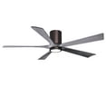 thumbnail image 1 of IR5HLK five-blade flush mount paddle fan in Brushed Bronze finish with 60” solid barn wood tone blades and integrated LED light kit., 1 of 7