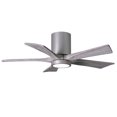 thumbnail image 1 of IR5HLK five-blade flush mount paddle fan in Brushed Nickel finish with 42” solid barn wood tone blades and integrated LED light kit., 1 of 7