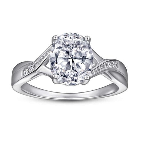 IRAMAT 2Ct Cubic Zirconia Engagement Ring – 925 Sterling Silver Solitaire Band, AAA+ Oval Cut Zircon, Perfect for Weddings & Anniversaries