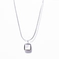 thumbnail image 1 of IRAMAT Square Pendant Necklace – Stylish Silver Jewelry for Women’s Daily Wear | Lightweight & Elegant Design, 1 of 3