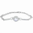thumbnail image 1 of IRAMAT Women's Halo Tennis Bracelet, 8-Inch, 18K White Gold Plated, with Round Simulated Diamonds, 1 of 2