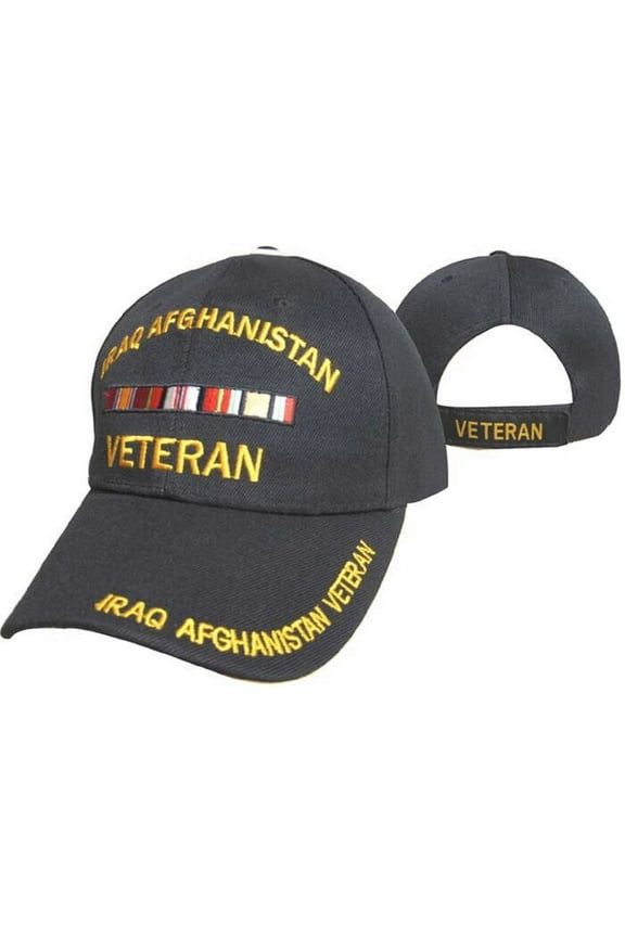 IRAQ AFGHANISTAN VETERAN WAR RIBBON CAP HAT BLACK (LICENSED)