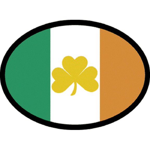 IRELAND FLAG With SHAMROCK Sticker - Orignal Artwork Vinyl - Reflective British Oval Decal Sticker - 3.5" x 4.75"