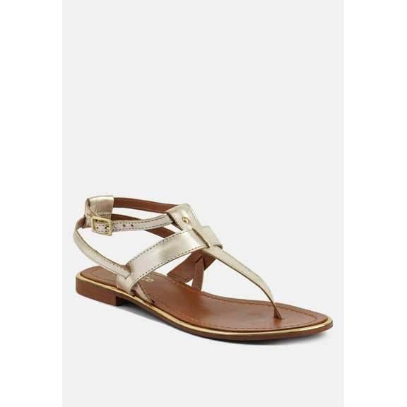 IRENE Gold Flat Thong Sandals