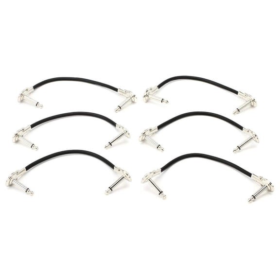 IRG-600.5 Low-Profile Right Angle Guitar Patch Cable, 6 Inch (6 Pieces) , Black