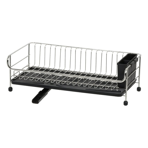 IRIS 1-tier Slim-sized Disk Rack with Drain Spout, Black