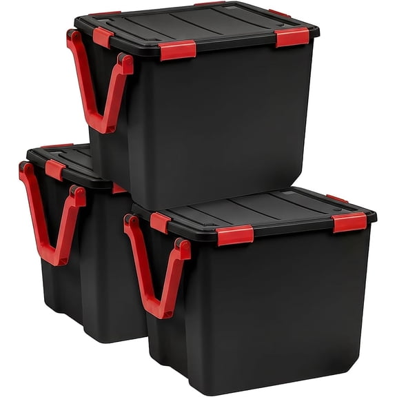 IRIS 106 Qt WeatherPro Gasket Box with Latching Lids, Weather-Resistant Storage Organization, Clear, 3Pk